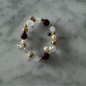 Elegant Gold and Purple Beaded Bracelet
